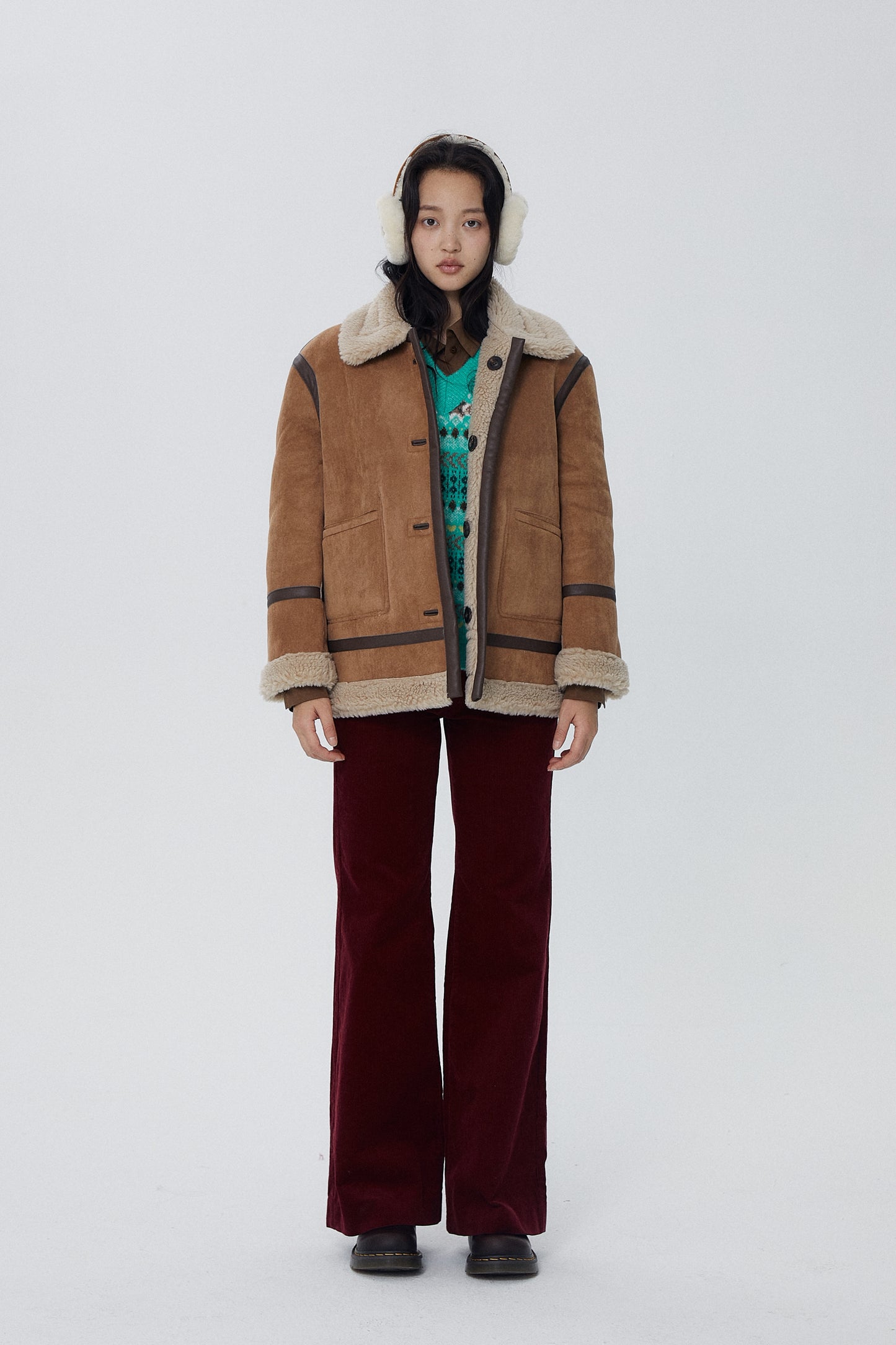 韓国ファッション SELCA-リバーシブル ボアコート-2023aw-ou49-038