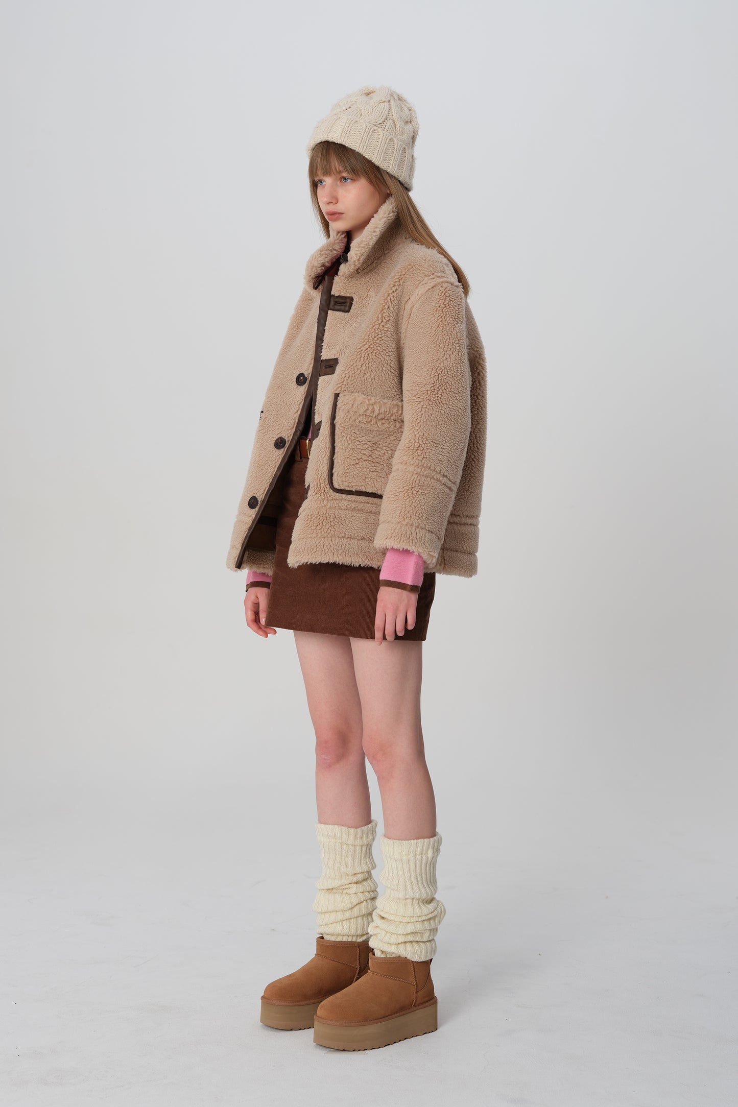 韓国ファッション SELCA-リバーシブル ボアコート-2023aw-ou49-019