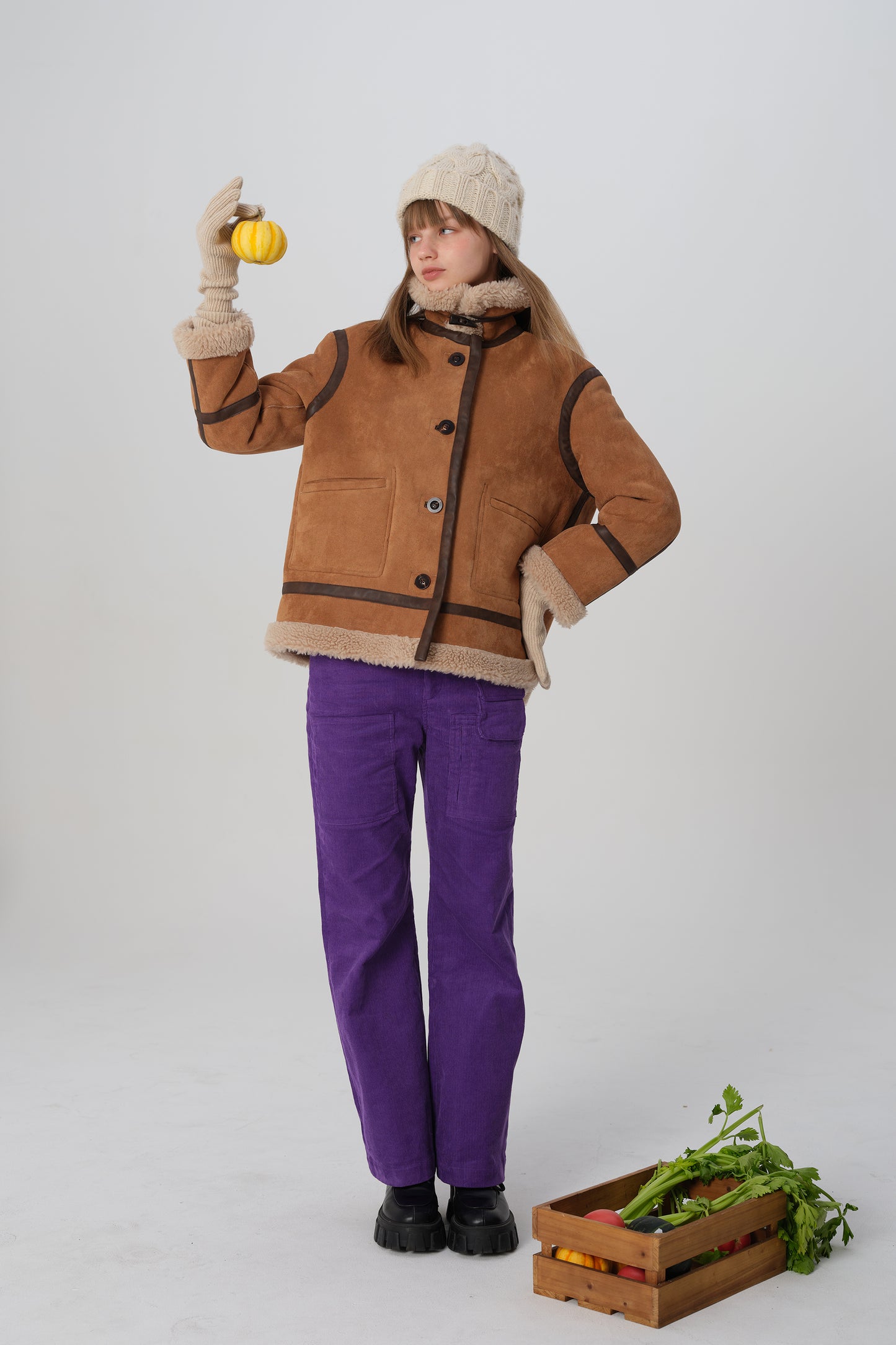 韓国ファッション SELCA-リバーシブル ボアコート-2023aw-ou49-029
