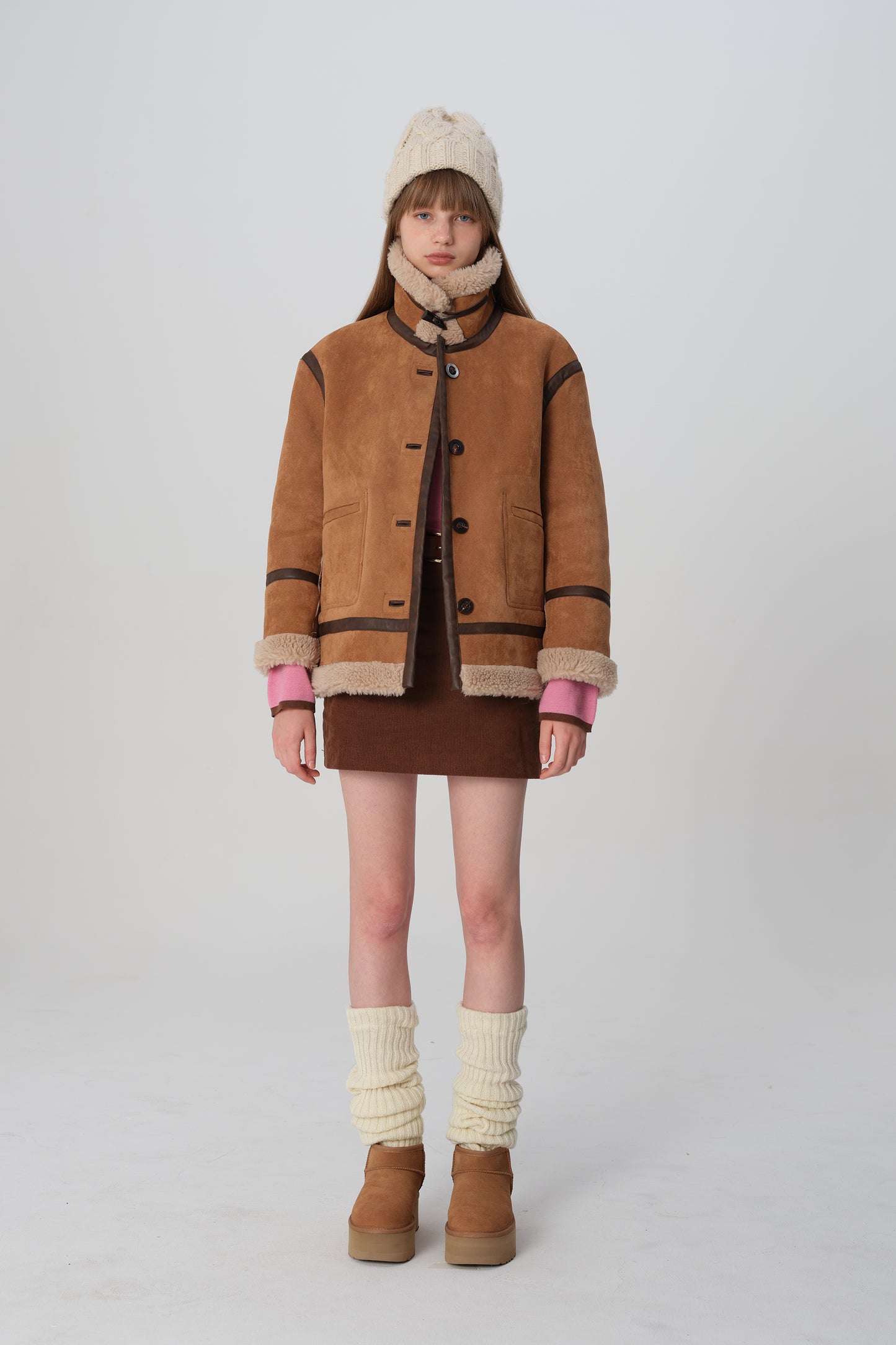 韓国ファッション SELCA-リバーシブル ボアコート-2023aw-ou49-01