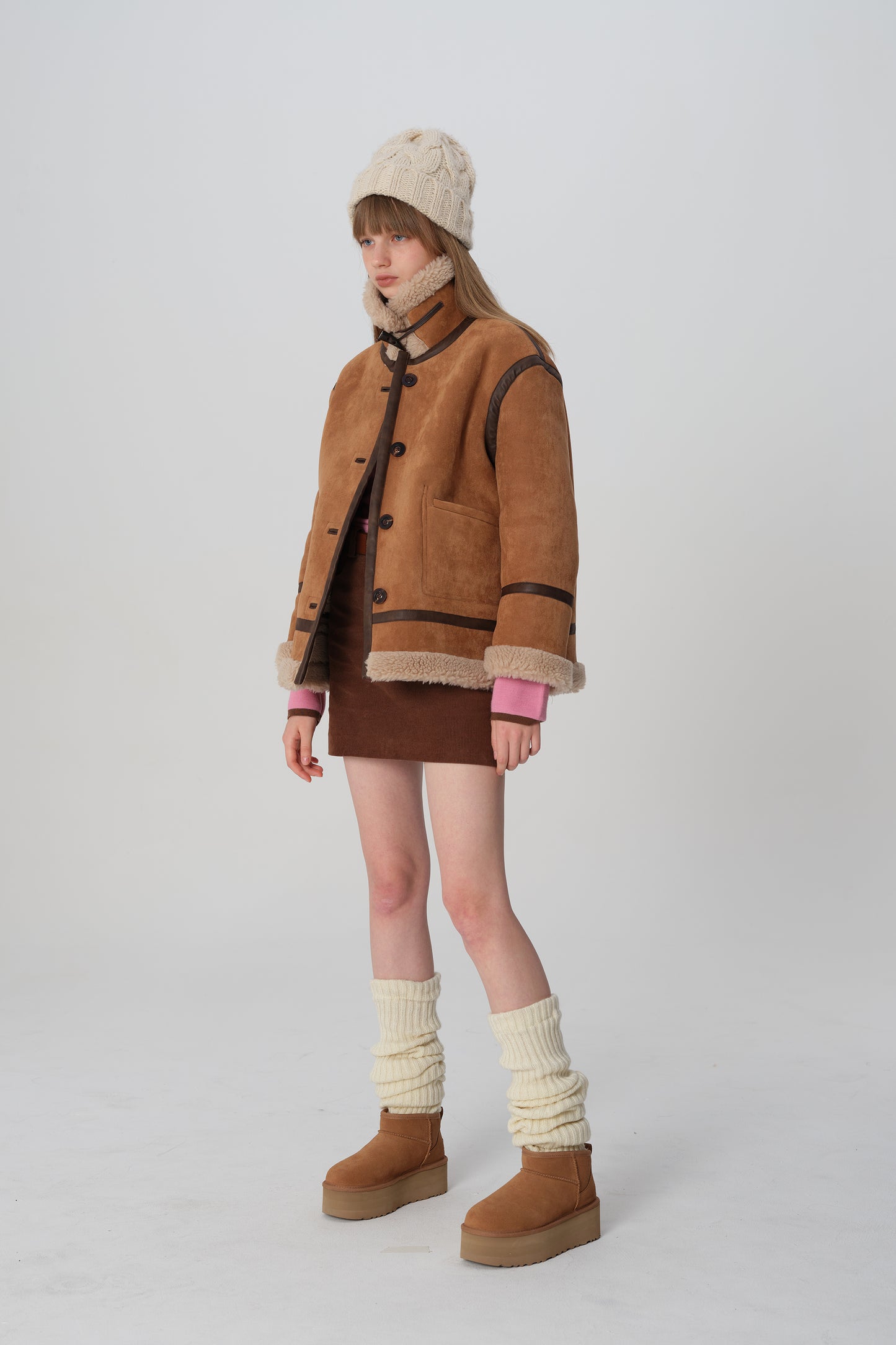 韓国ファッション SELCA-リバーシブル ボアコート-2023aw-ou49-010