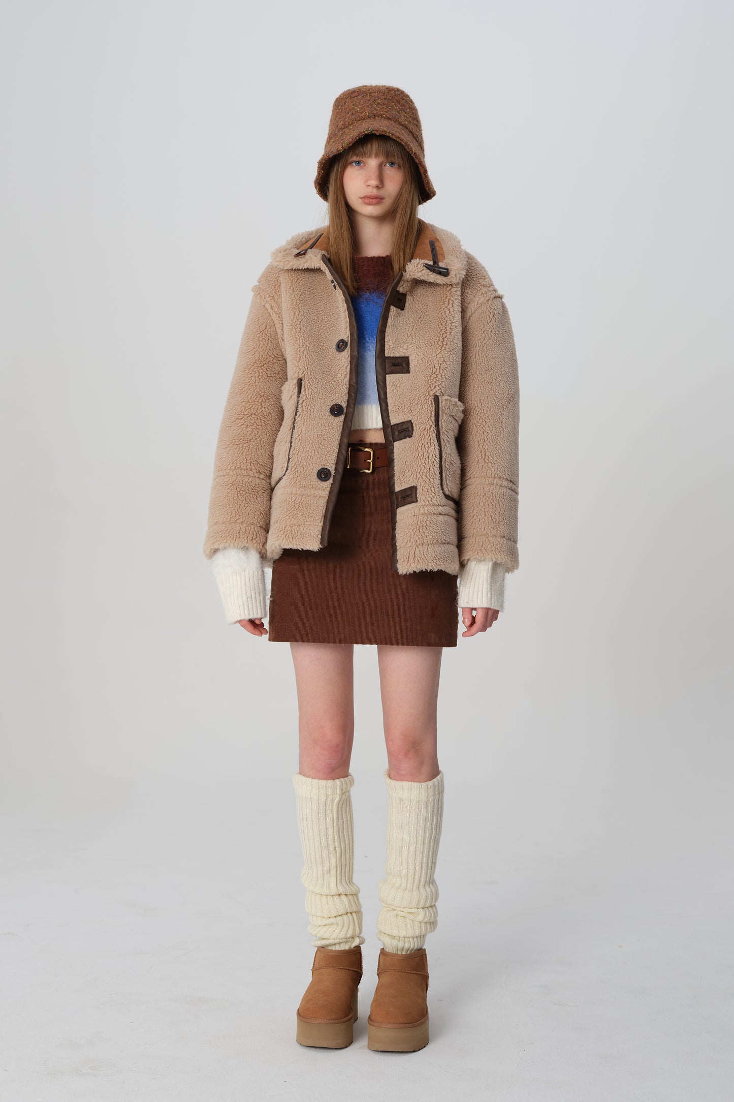 韓国ファッション SELCA-リバーシブル ボアコート-2023aw-ou49-014