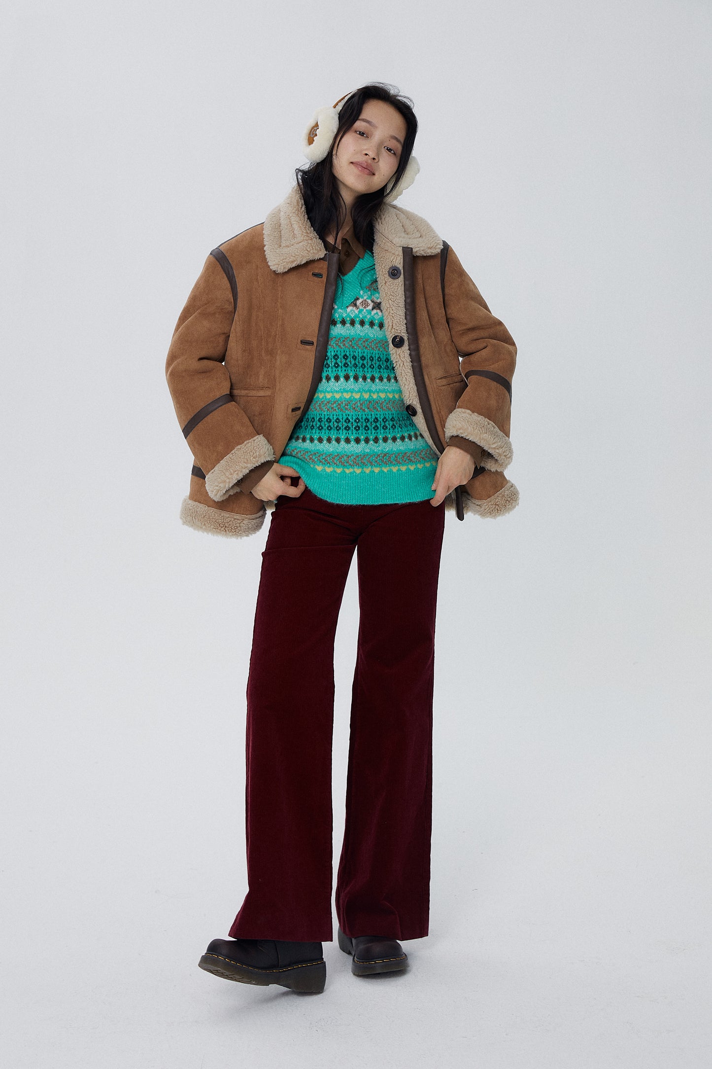 韓国ファッション SELCA-リバーシブル ボアコート-2023aw-ou49-039