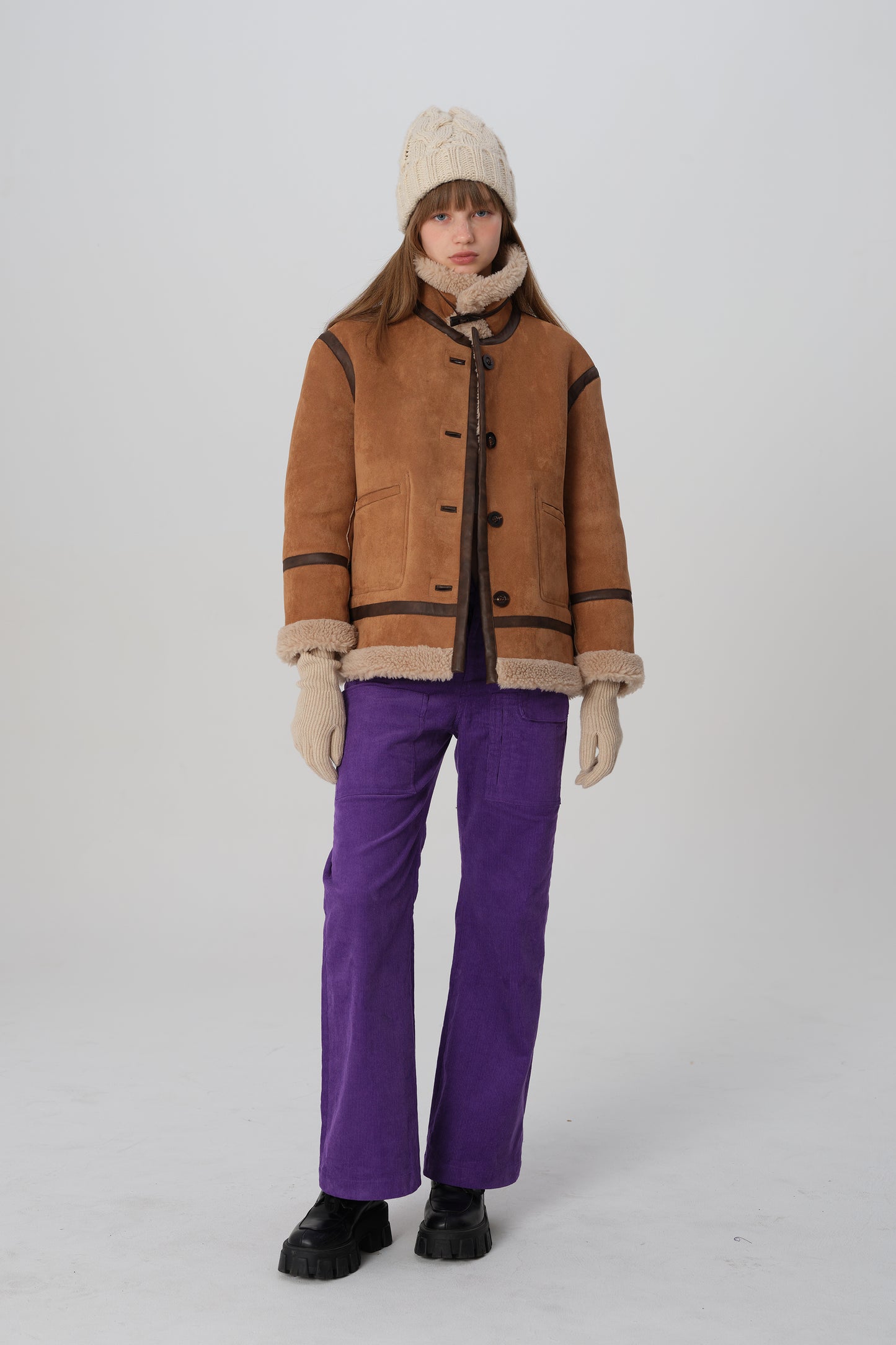 韓国ファッション SELCA-リバーシブル ボアコート-2023aw-ou49-024