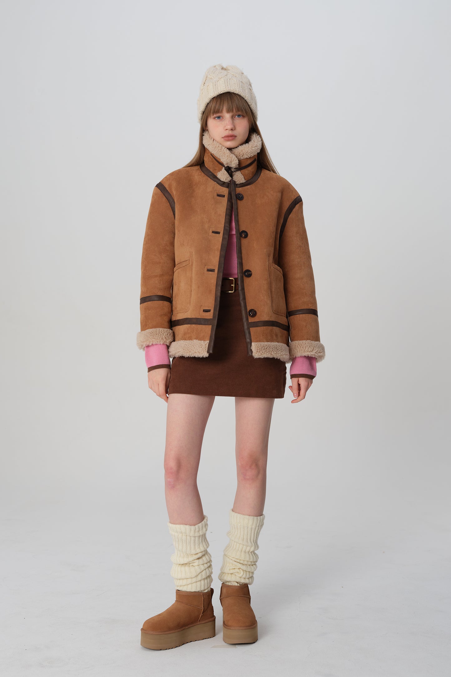 韓国ファッション SELCA-リバーシブル ボアコート-2023aw-ou49-09