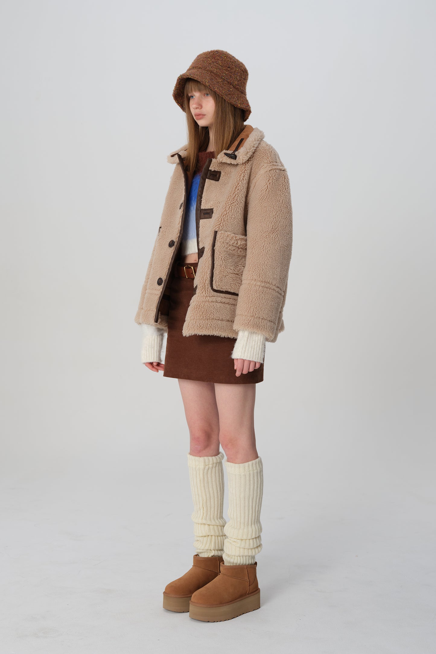 韓国ファッション SELCA-リバーシブル ボアコート-2023aw-ou49-016