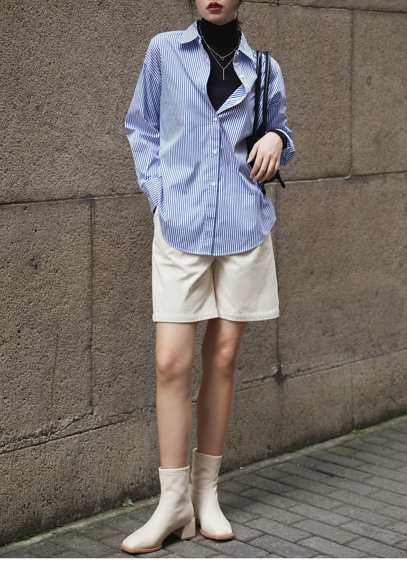 韓国ファッション SELCA-ブルーストライプシャツ-2024ss-0064-021