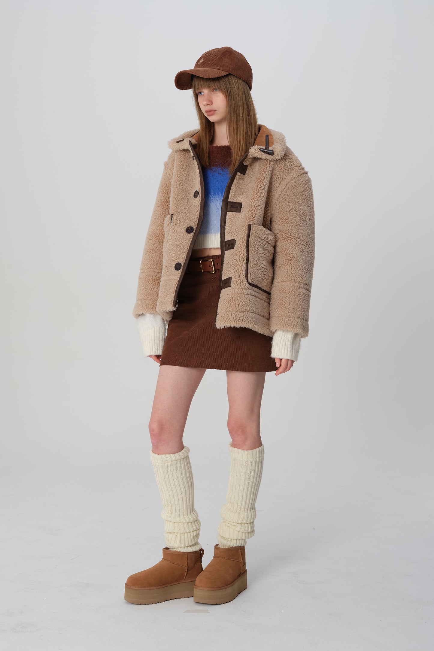 韓国ファッション SELCA-リバーシブル ボアコート-2023aw-ou49-018