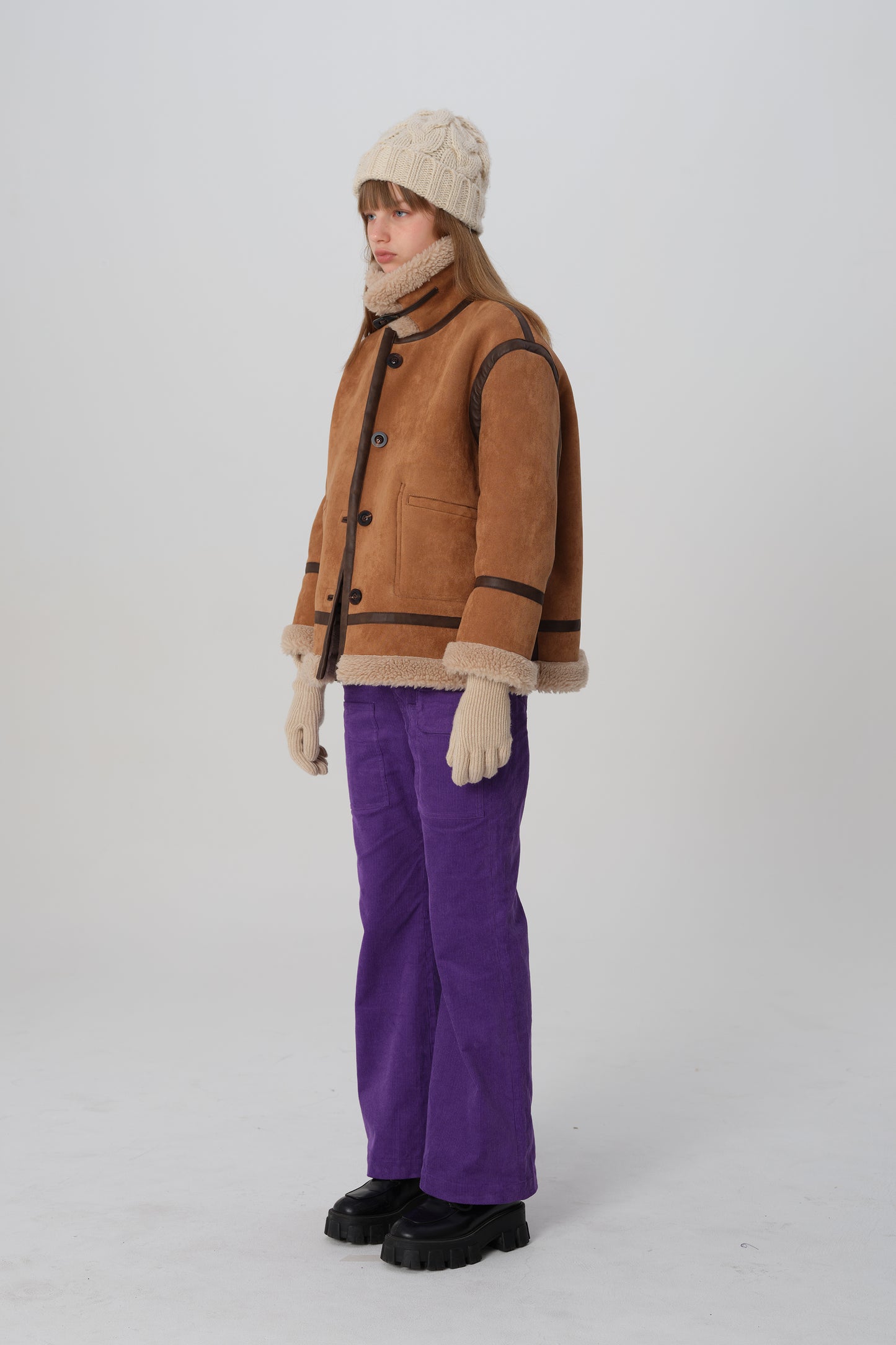 韓国ファッション SELCA-リバーシブル ボアコート-2023aw-ou49-023