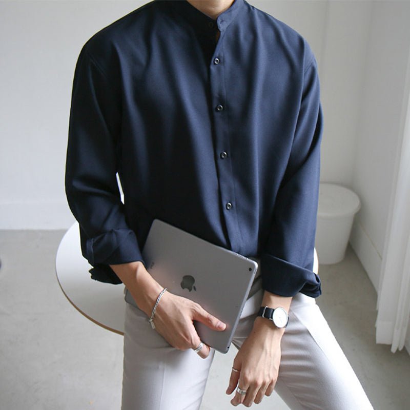 韓国ファッション SELCA-No collar casual shirt-mselca2023aw543-07