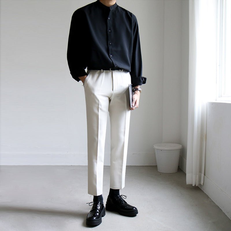 韓国ファッション SELCA-No collar casual shirt-mselca2023aw543-02