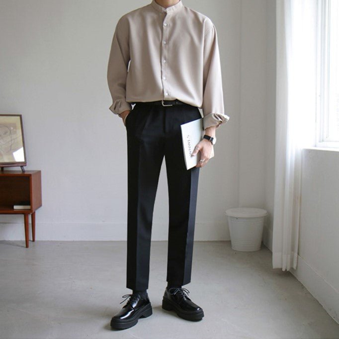 韓国ファッション SELCA-No collar casual shirt-mselca2023aw543-06