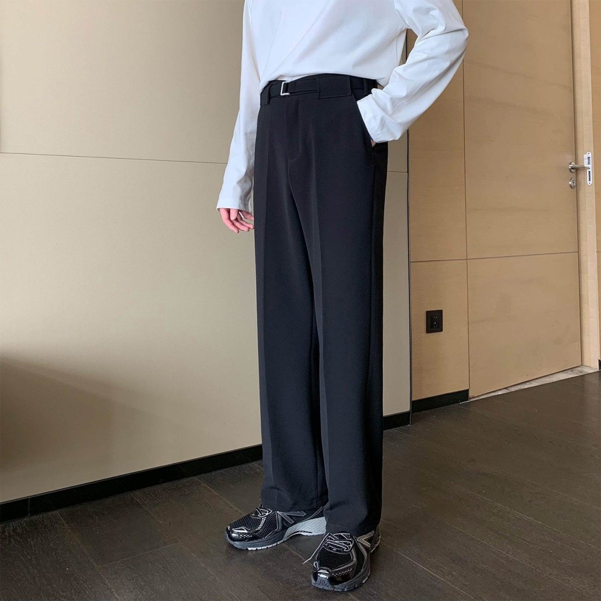韓国ファッション SELCA-Suit trousers with belt-mselca2023aw900-05
