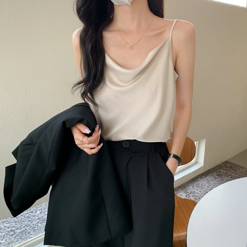 韓国ファッション SELCA-ベーシックサテンキャミソール-2023ss-tp23-010