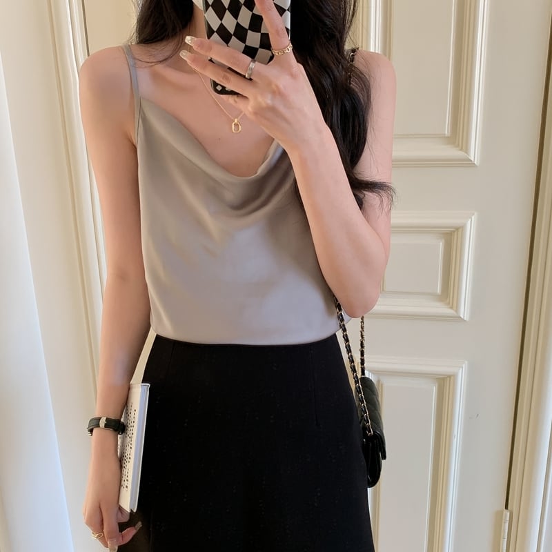 韓国ファッション SELCA-ベーシックサテンキャミソール-2023ss-tp23-012