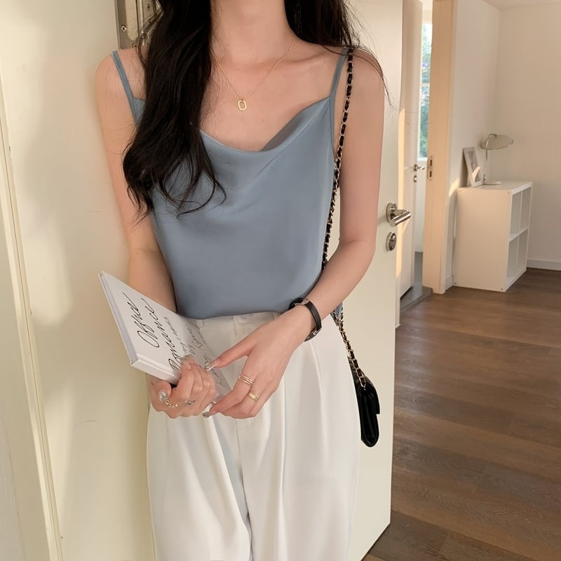 韓国ファッション SELCA-ベーシックサテンキャミソール-2023ss-tp23-014