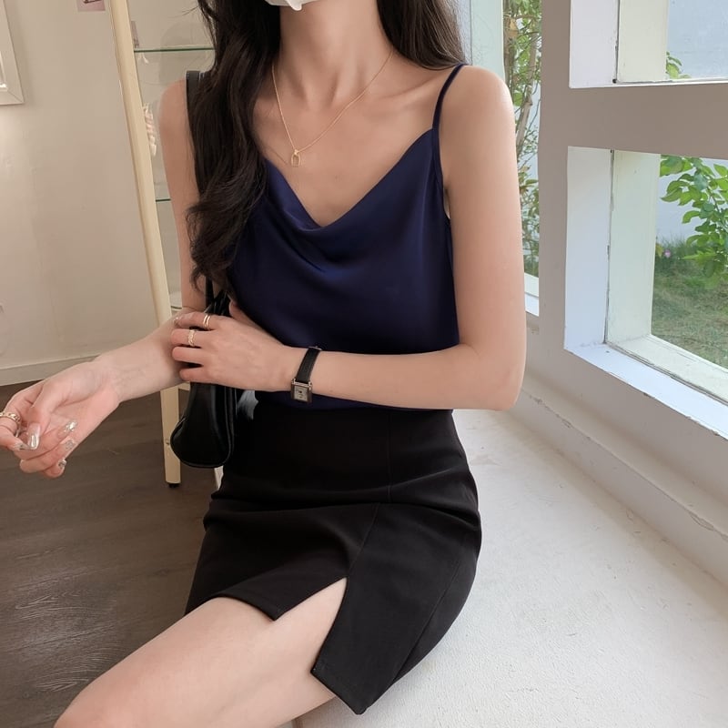 韓国ファッション SELCA-ベーシックサテンキャミソール-2023ss-tp23-017