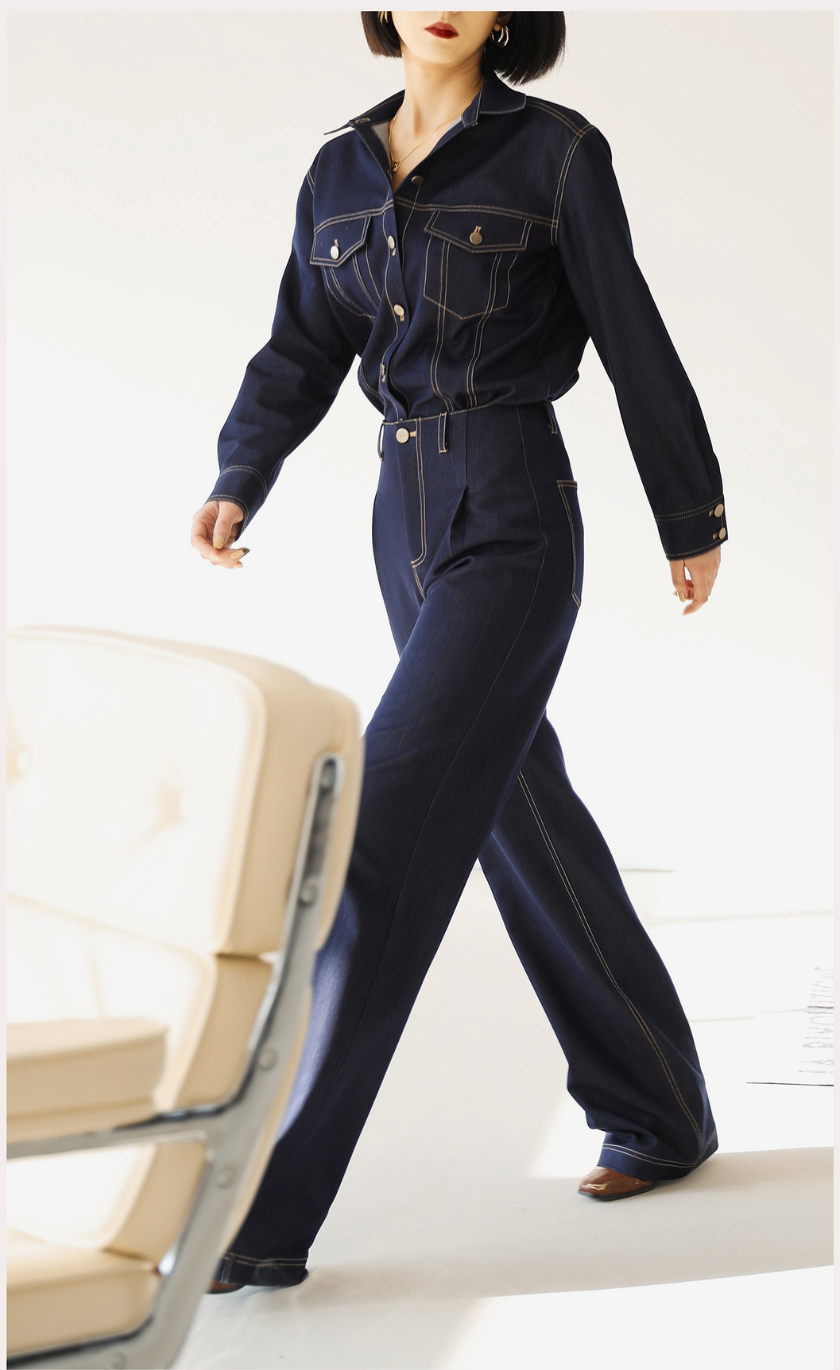 韓国ファッション SELCA-ステッチデニムセットアップ(トップス)-2024ss-005-08