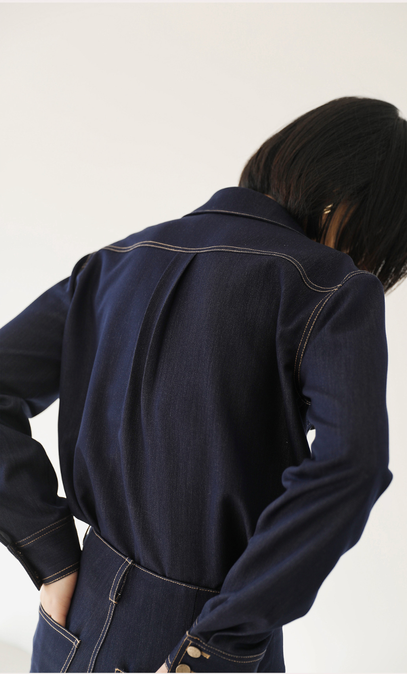 韓国ファッション SELCA-ステッチデニムセットアップ(トップス)-2024ss-005-02