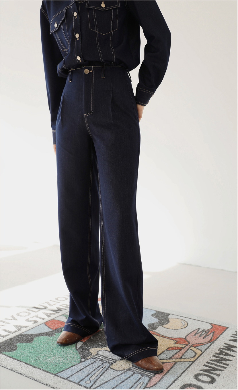 韓国ファッション SELCA-ステッチデニムセットアップ(トップス)-2024ss-005-011