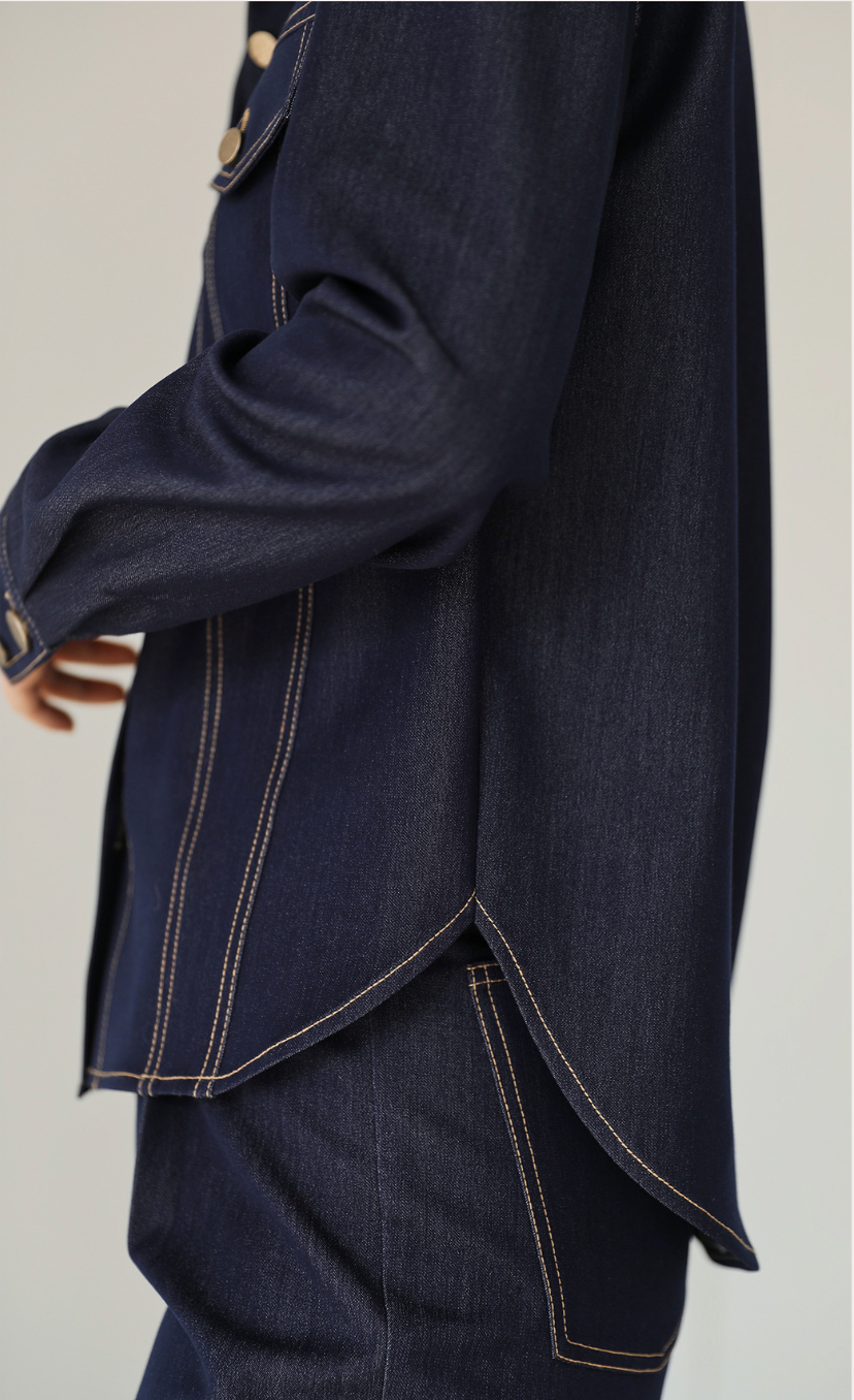 韓国ファッション SELCA-ステッチデニムセットアップ(トップス)-2024ss-005-020