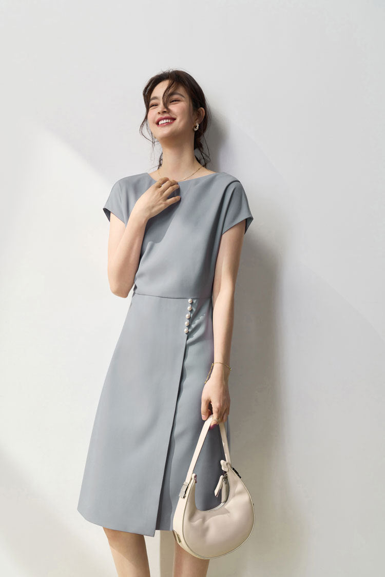 韓国ファッション SELCA-ライトブルーパールワンピース-2024ss-149-013