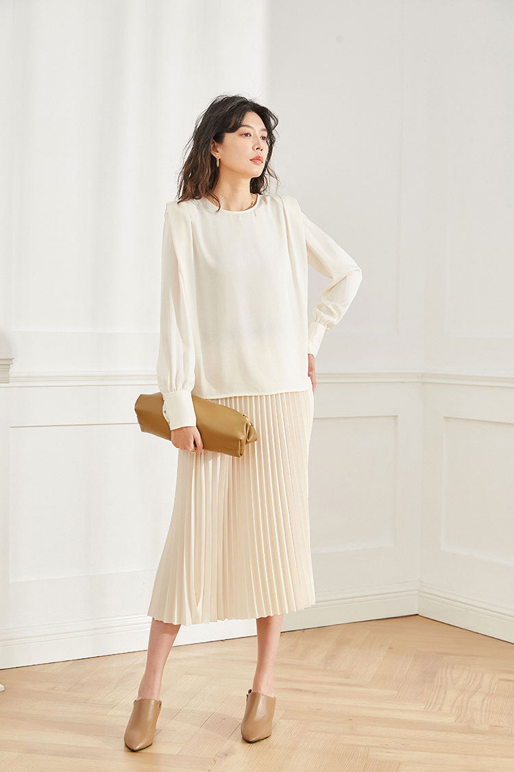 韓国ファッション SELCA-フレンチラウンドネックブラウス-2023aw-tp04-012