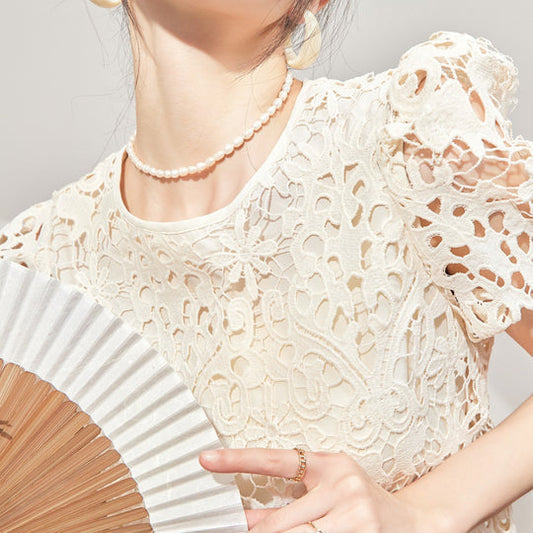 韓国ファッション SELCA-スカラーレースセットアップ（トップス）-2024ss-71-01