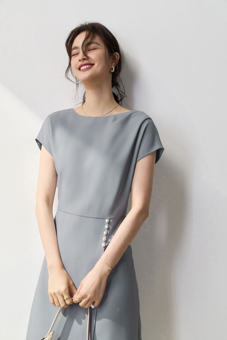韓国ファッション SELCA-ライトブルーパールワンピース-2024ss-149-012