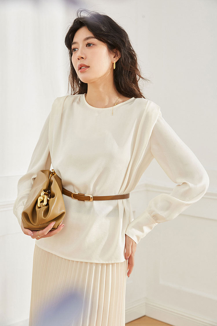 韓国ファッション SELCA-フレンチラウンドネックブラウス-2023aw-tp04-013