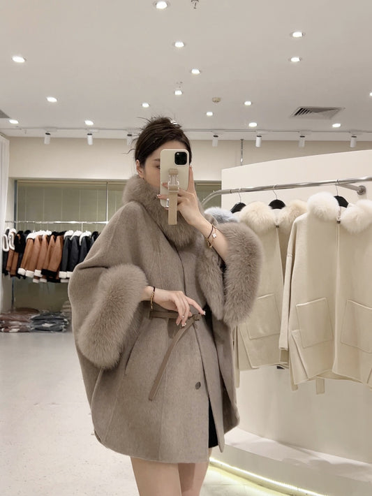韓国ファッション SELCA-ファーカシミアウールケープコート-2023aw-ou39-01