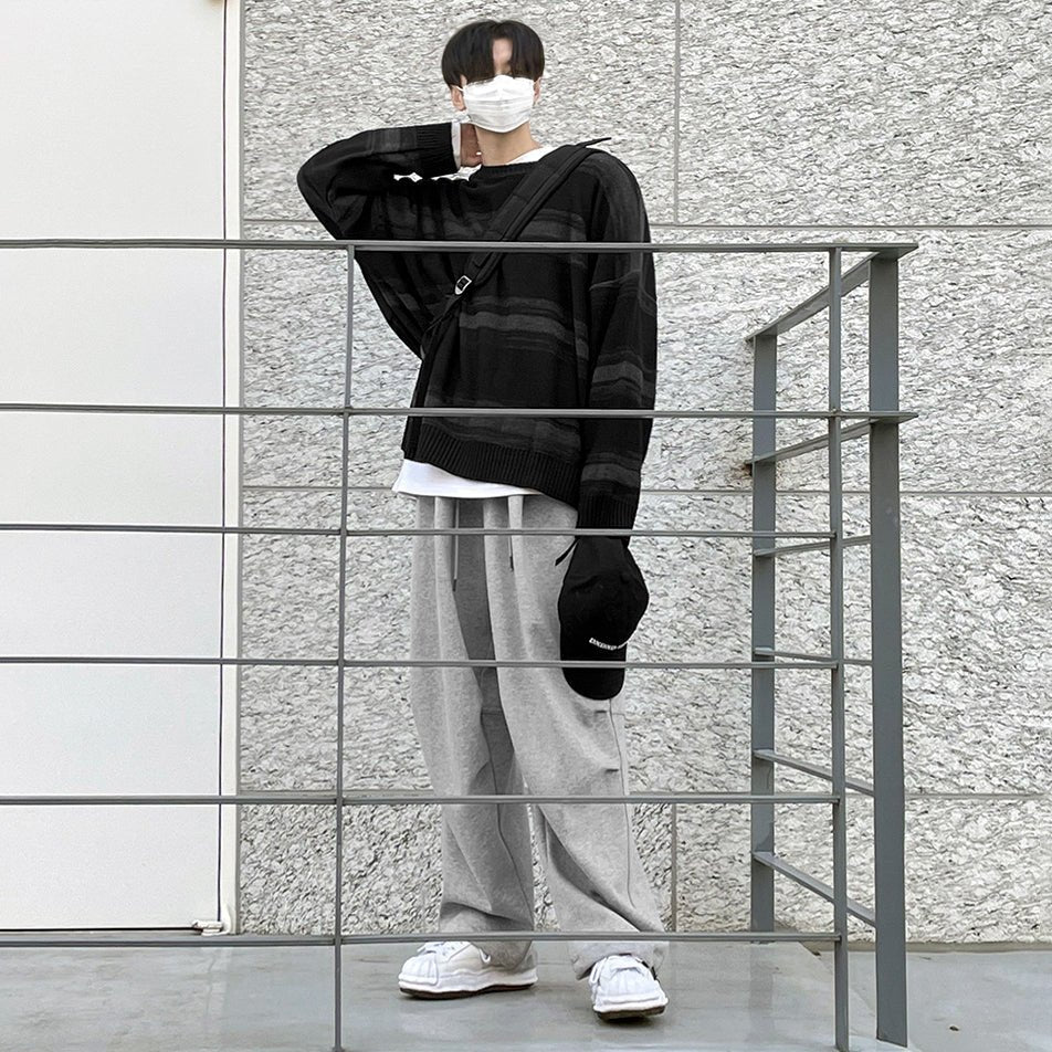 韓国ファッション SELCA-Round neck border knit sweater-mselca2023aw670-03