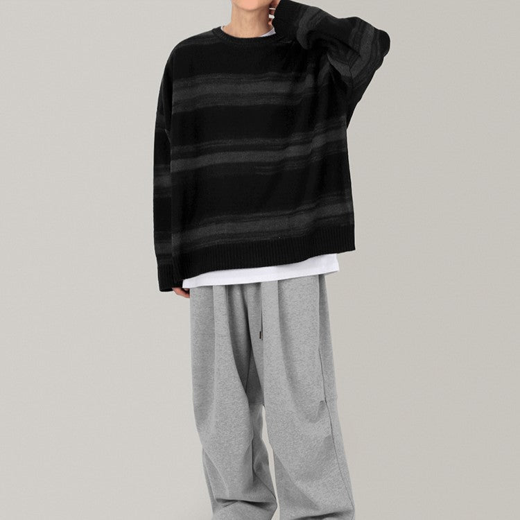 韓国ファッション SELCA-Round neck border knit sweater-mselca2023aw670-04