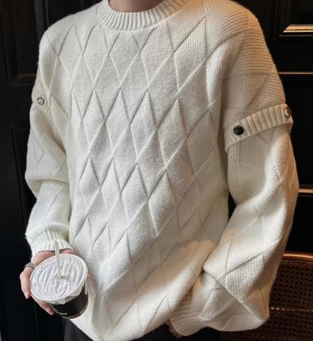韓国ファッション SELCA-Round neck design knit sweater-mselca2023aw675-08