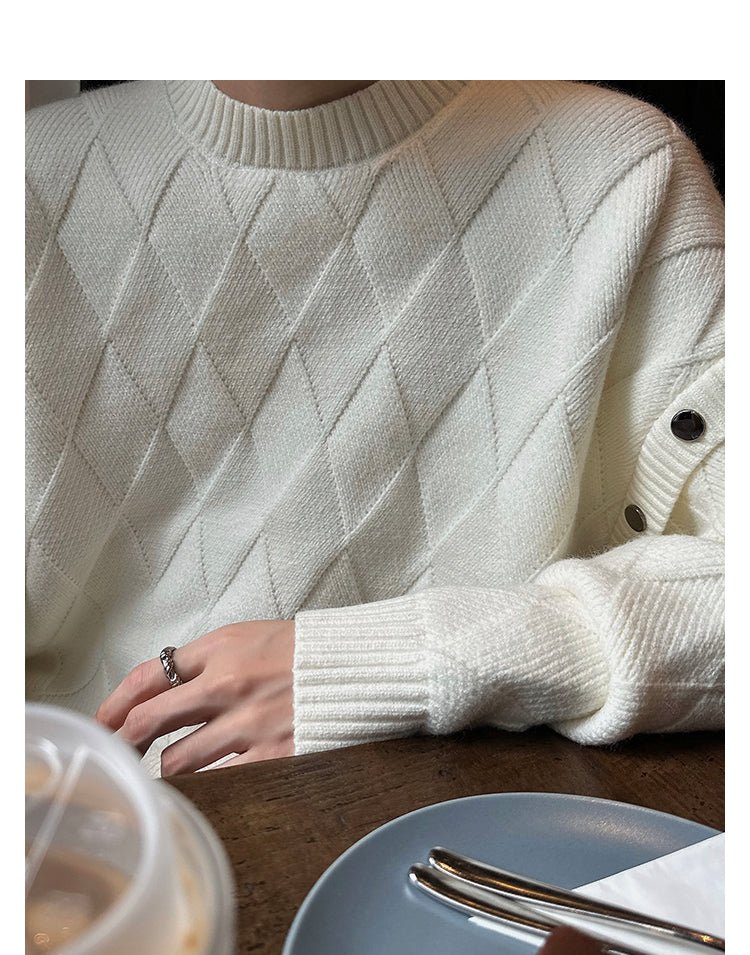 韓国ファッション SELCA-Round neck design knit sweater-mselca2023aw675-04