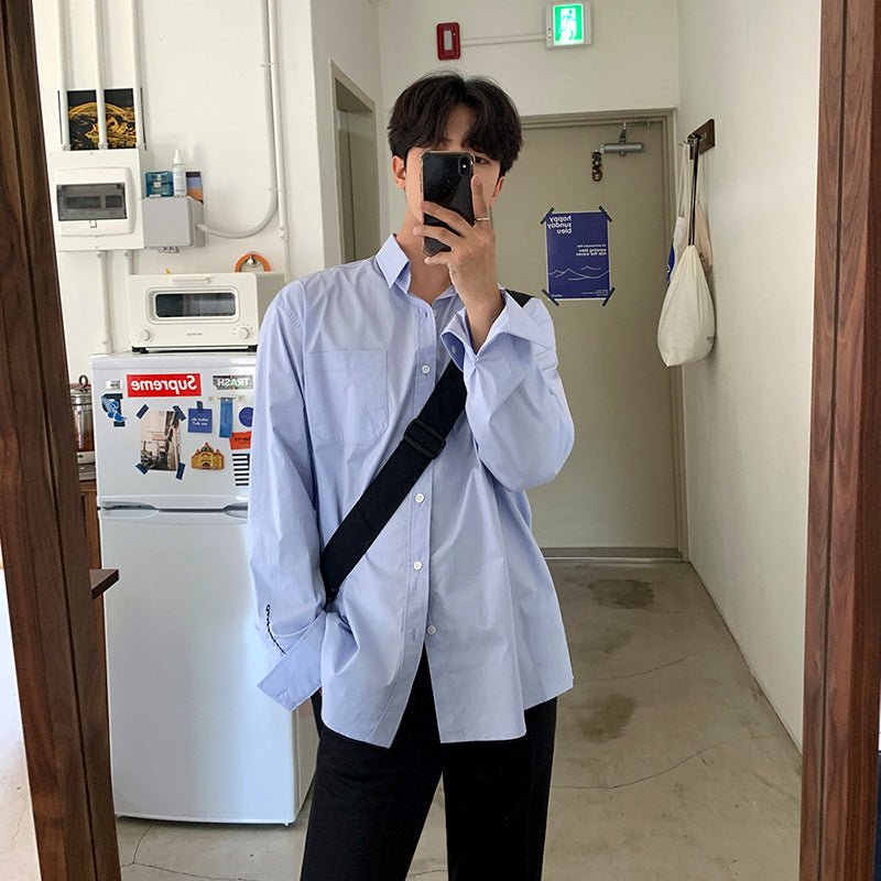 韓国ファッション SELCA-Simple long -sleeved shirt-mselca2023aw748-05
