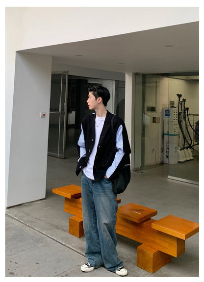 韓国ファッション SELCA-Stripe Contrast Knit Cardigan-mselca2023aw887-06