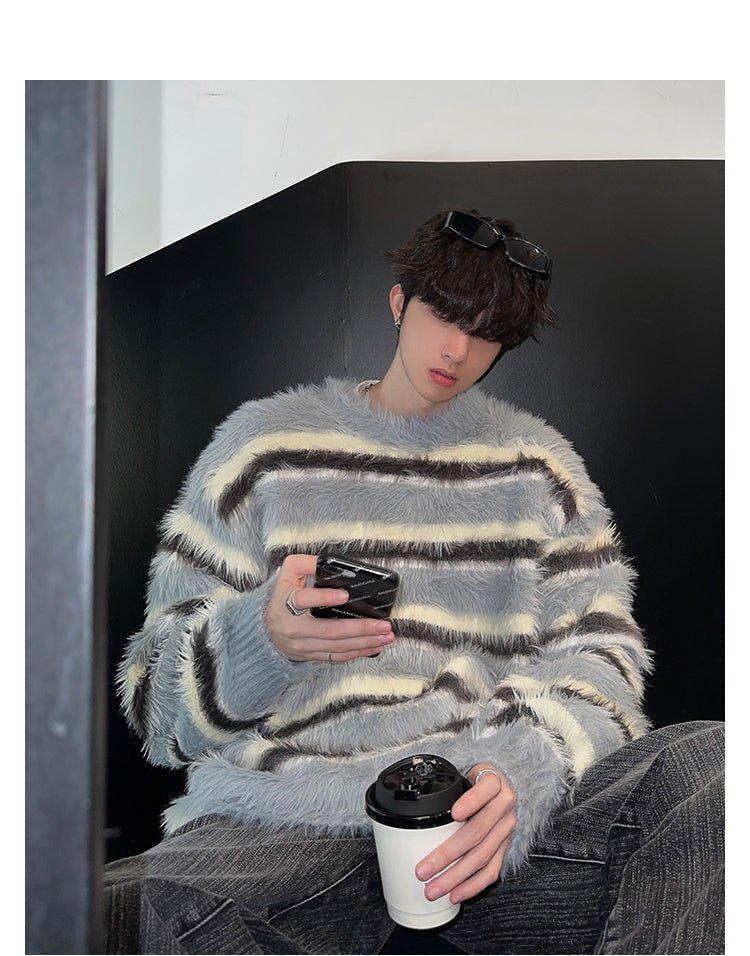 韓国ファッション SELCA-Stripe knit sweater-mselca2023aw889-06