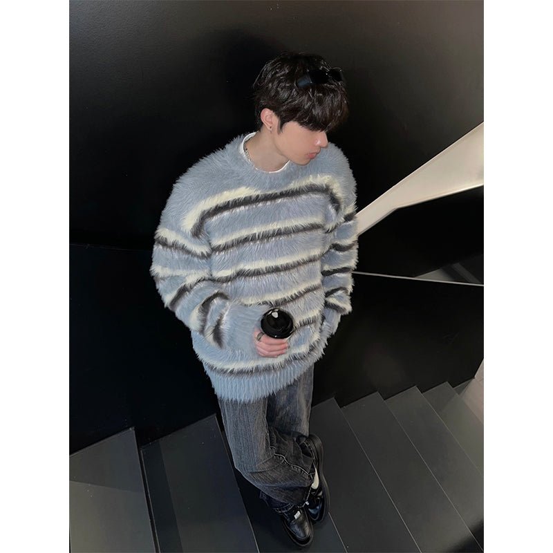 韓国ファッション SELCA-Stripe knit sweater-mselca2023aw889-01