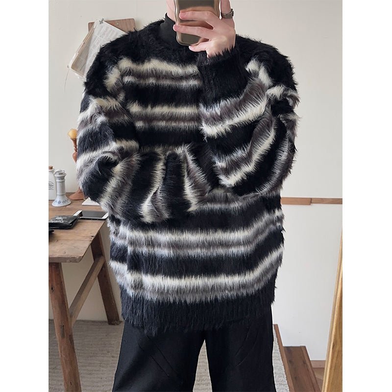 韓国ファッション SELCA-Stripe knit sweater-mselca2023aw889-02
