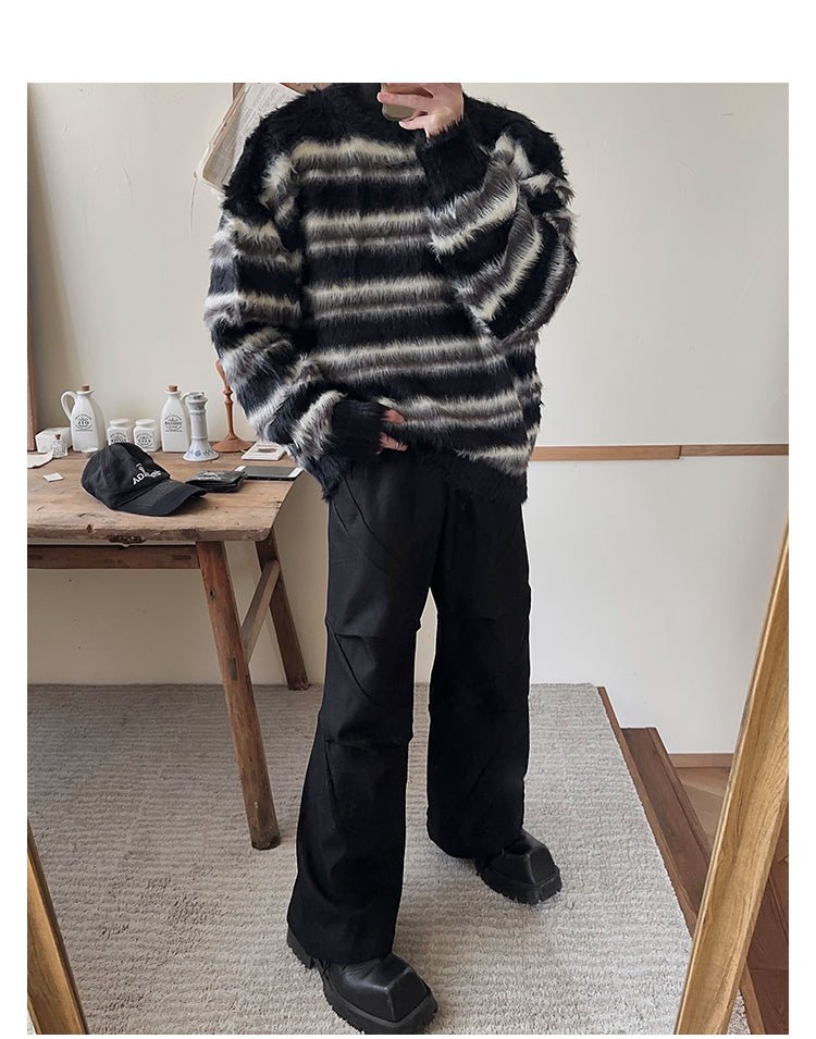 韓国ファッション SELCA-Stripe knit sweater-mselca2023aw889-05