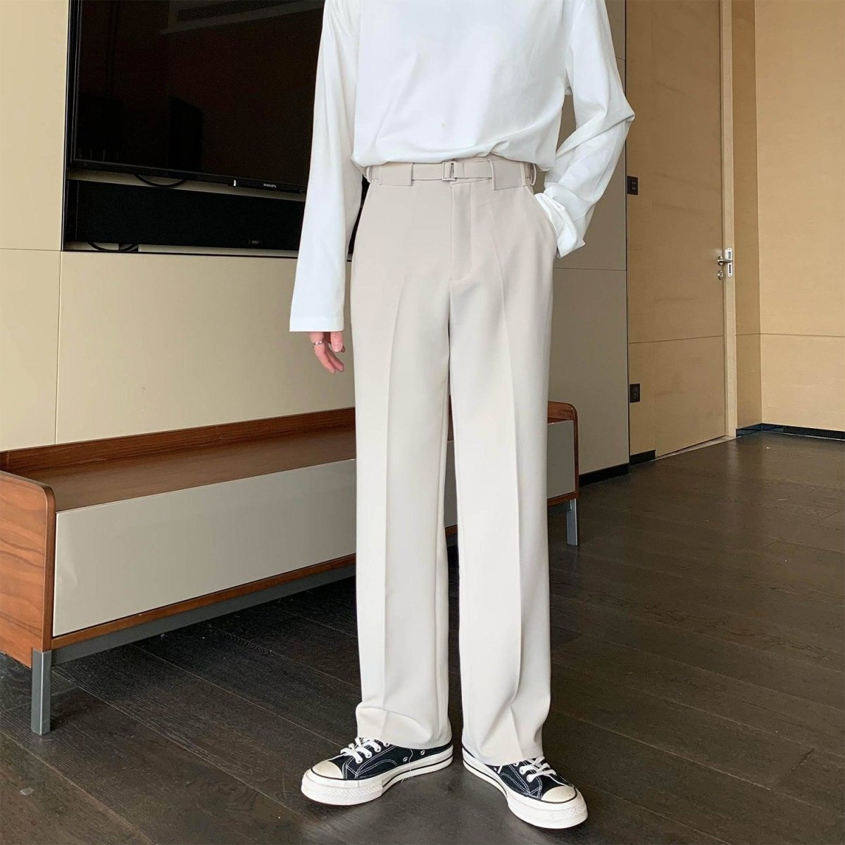 韓国ファッション SELCA-Suit trousers with belt-mselca2023aw900-06