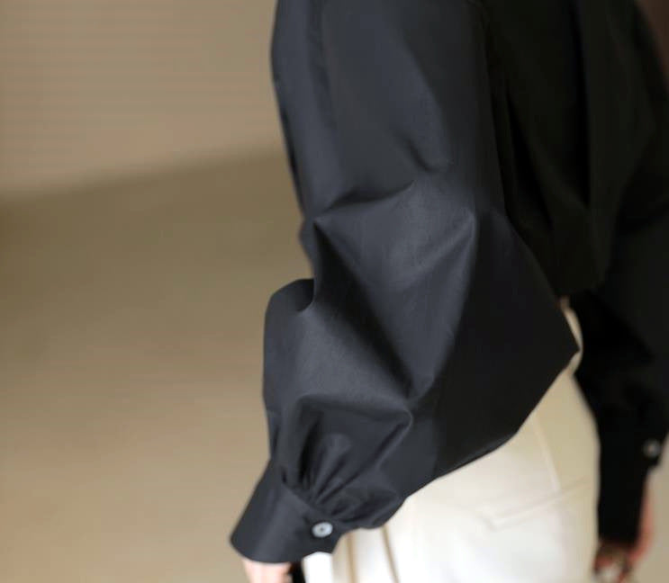 韓国ファッション SELCA-コットンデザインネックシャツ-2023ss-tp01-010