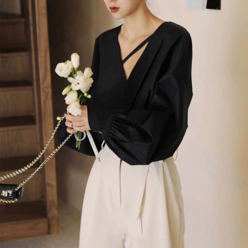 韓国ファッション SELCA-コットンデザインネックシャツ-2023ss-tp01-03